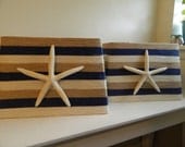 Fun Beachy Striped Lampshades with pencil Starfish