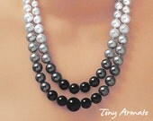 BLACK,WHITE, & Grey Pearls, With Free Earrings, Custom Order