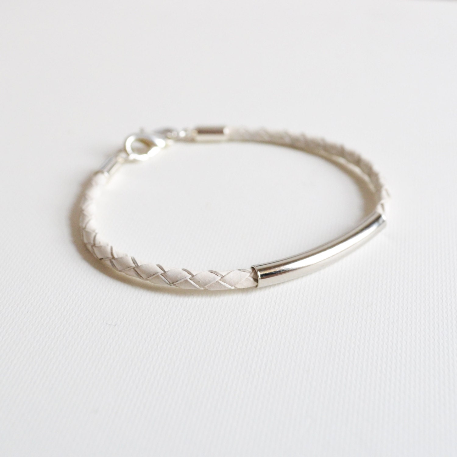 HOLLY rope bracelet // braided white & silver