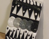 ACEO black white and gray abstract in polymer clay