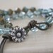 Boho chic knotted bracelet, 2x beachy leather wrap, stackable bohemian beaded jewelry, Aqua blue and silver - READY TO SHIP