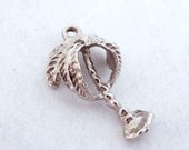 Vintage Sterling Silver Palm Tree Tropical Charm Pendant for Bracelet of Necklace 17340