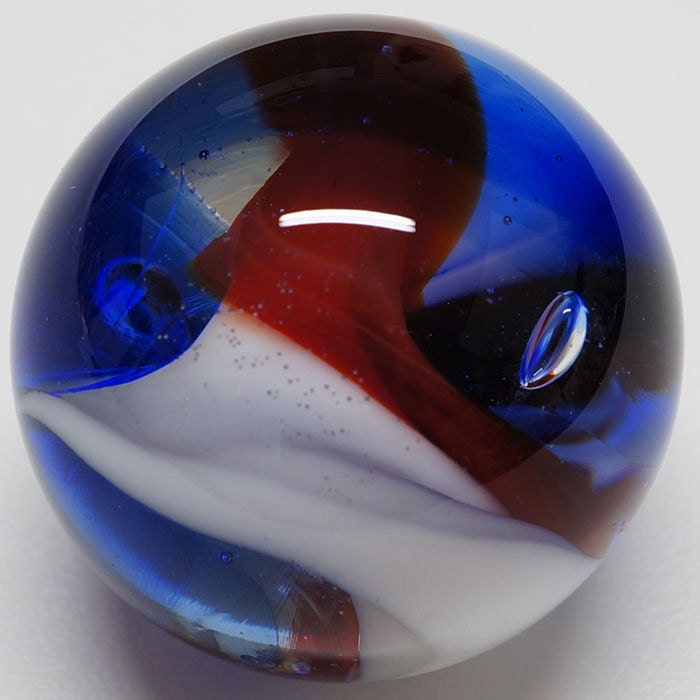 Winlock Marbles - Clear/Opaque/Translucent/Transparent - Red, White & Blue - Handmade Glass Marble