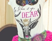 Glam it up Deer Tee, Glamorous High Fashion T shirt, Deer Shirt, Teen Gift, Women's T shirt, unique gift