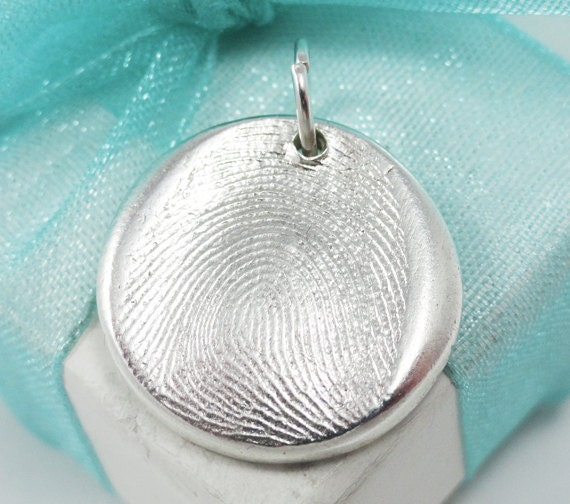 Fingerprint Charm Jewelry Custom made keepsake of pure .999 Fine Silver for Charm Bracelet, Pendant, Necklace