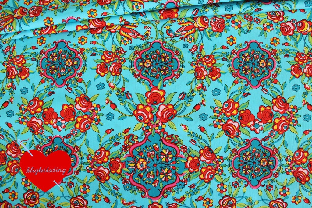 0,5 m Stenzo "old dutch " dutch cotton poplin turquoise