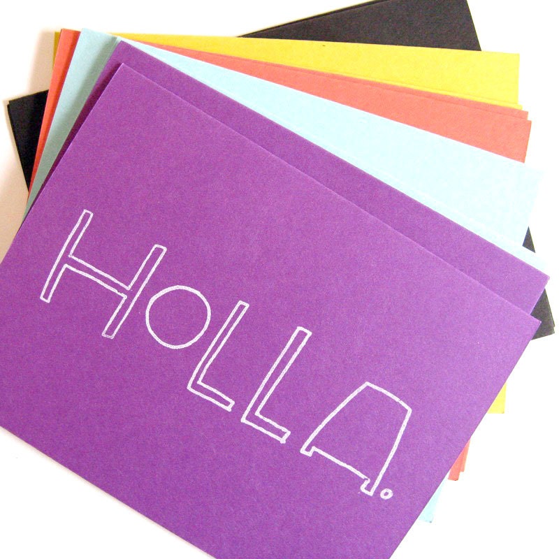 Holla Cards Set of 6 // Hand Lettered // Congrats