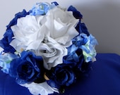 silk bridal bouquet wedding flowers and boutonniere