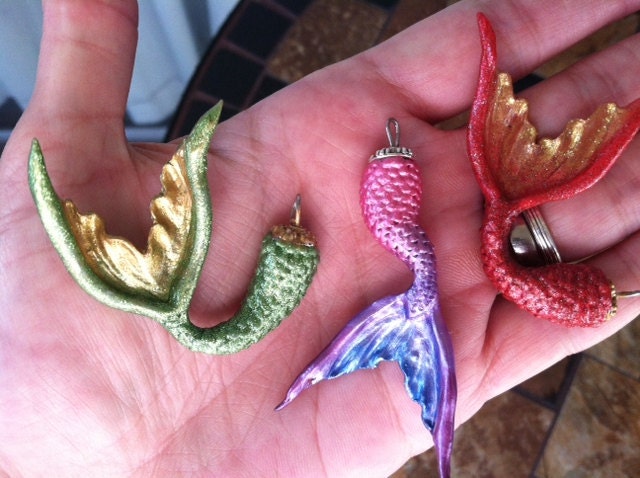 Small Custom Handmade OOAK Lucky Mermaid Tail necklace