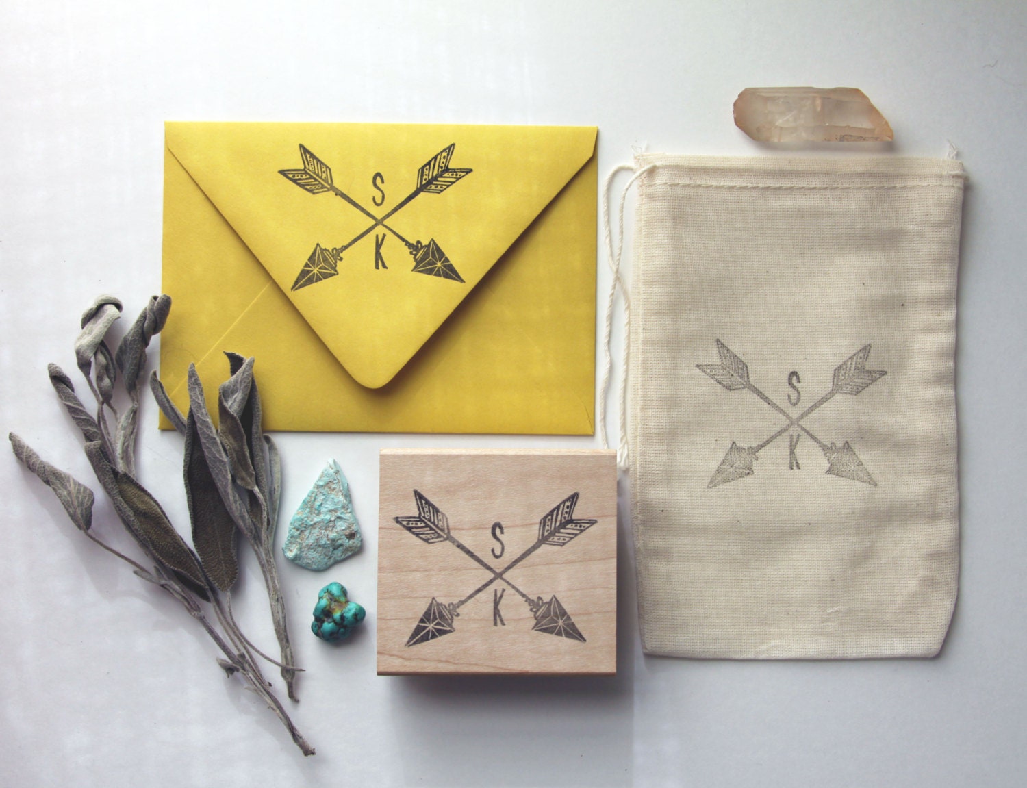 Arrow Initials Stamp, personalized wedding stamp