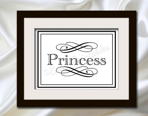 Princess Sign DIY Printable Wedding Poster or Table Sign, Girl Birthday Party, Custom Color by Event Printables