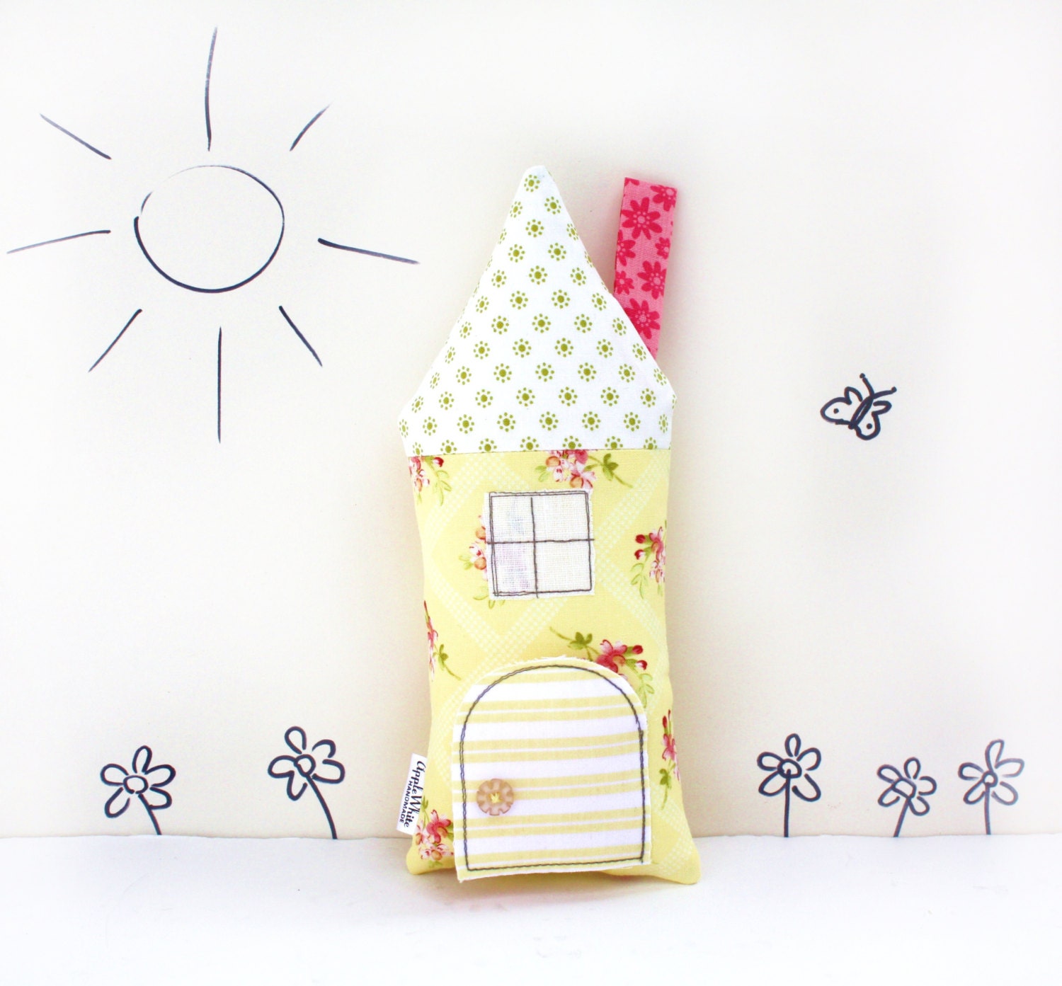 Tooth Fairy Pillow, Yellow, Stuffed Toy and Doll, Cottage, Children, Toy, Stuffed Toy, Keepsake, Yellow, Floral