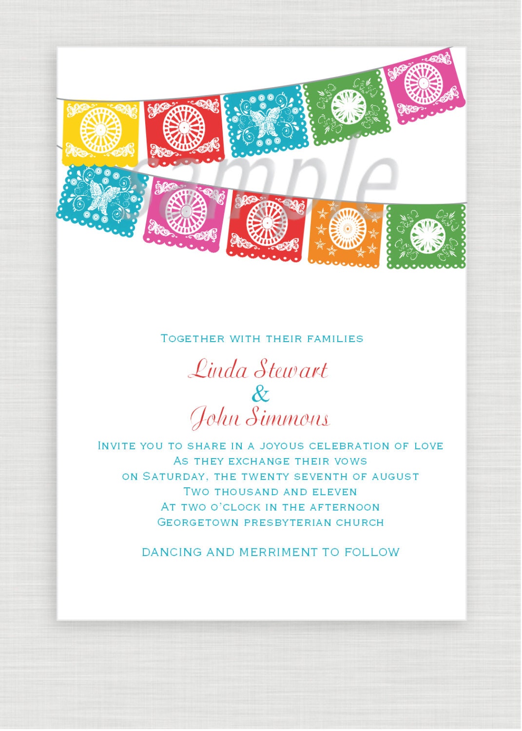 Chic Fiesta Papel Picado Wedding Bridal Shower or Baby Shower Invitation - Uprint Printable Digital File Il_170x135
