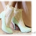 Pointelle Paris Peek a Bow  Lace socks for heels CREAM Baby doll, 80"s inspired  crochet lace socks flats or heels Catherine Cole Studio CS5