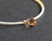 Elegant Chic Swarovski Yellow Golden Crystals And White And Yellow Beads, Stretchable Stackable Friendship Bangle Bracelet of Memory Wire