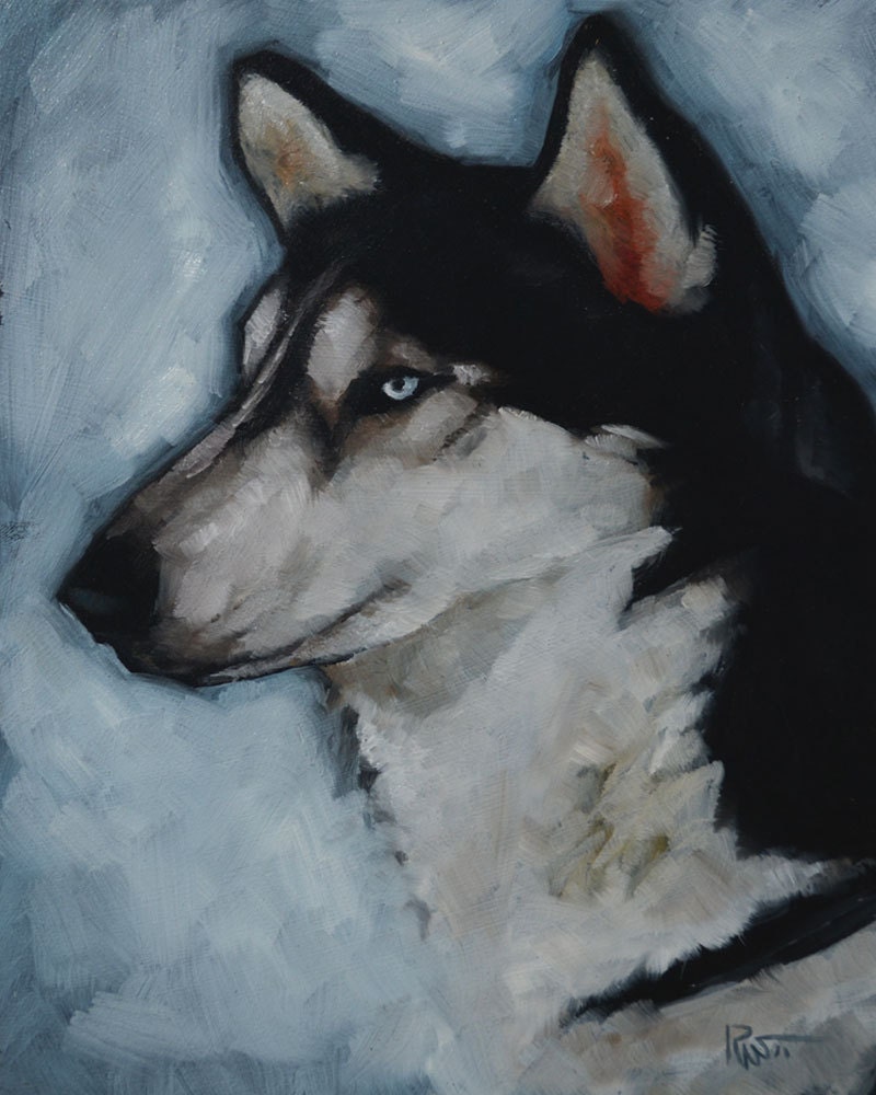Original Oil Painting - Husky