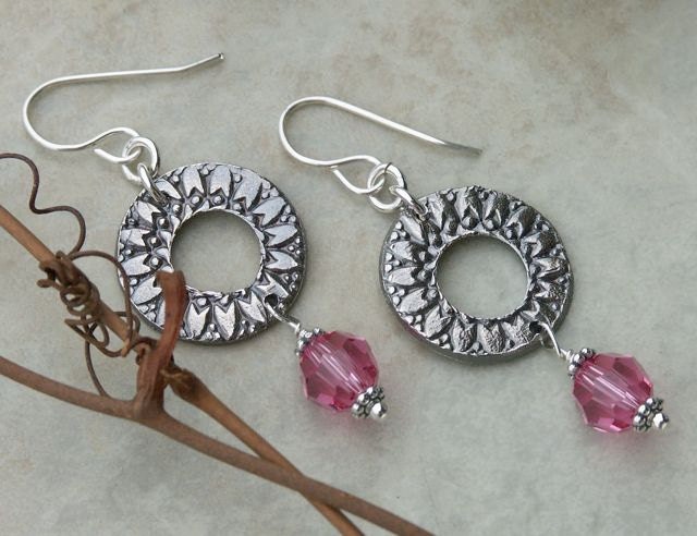 Artisan Handmade Fine Silver Swarovski Crystal Earrings