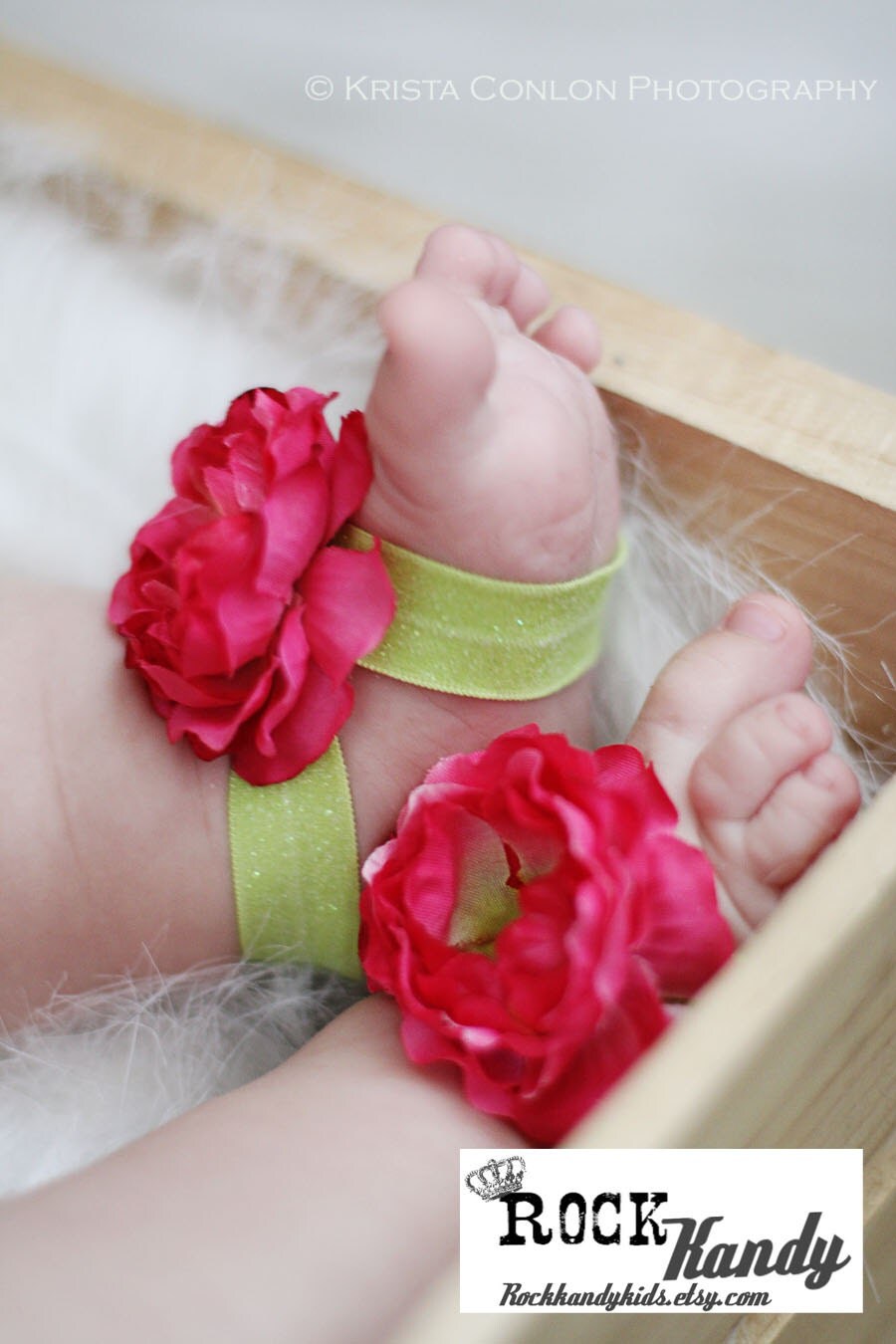 Baby Barefoot Flower Sandals With Bling by Rockkandyclothing