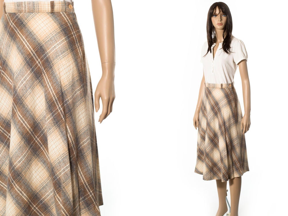 Vintage flannel plaid skirt size small S