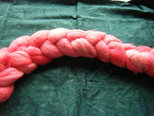 BFL combed top 3.7oz, pinks and reds