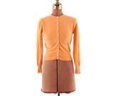Vintage 1950's Sherbet Orange CASHMERE Knit Mini Pin Up Sweater Cardigan S