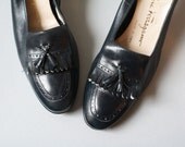 vintage heeled loafers / FERRAGAMO Tassel Heels / Size 8