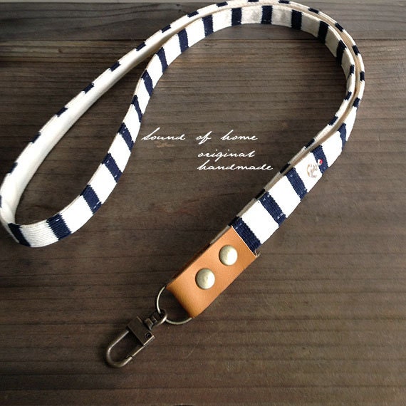 Nautical anchor unisex leather keychain key holder lanyard handmade Japan zakka