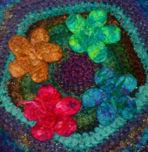 CUSTOM Felted Crochet FLOWER BROOCH - Handmade In Your Own Bespoke Colour Choice Handspun Yarn