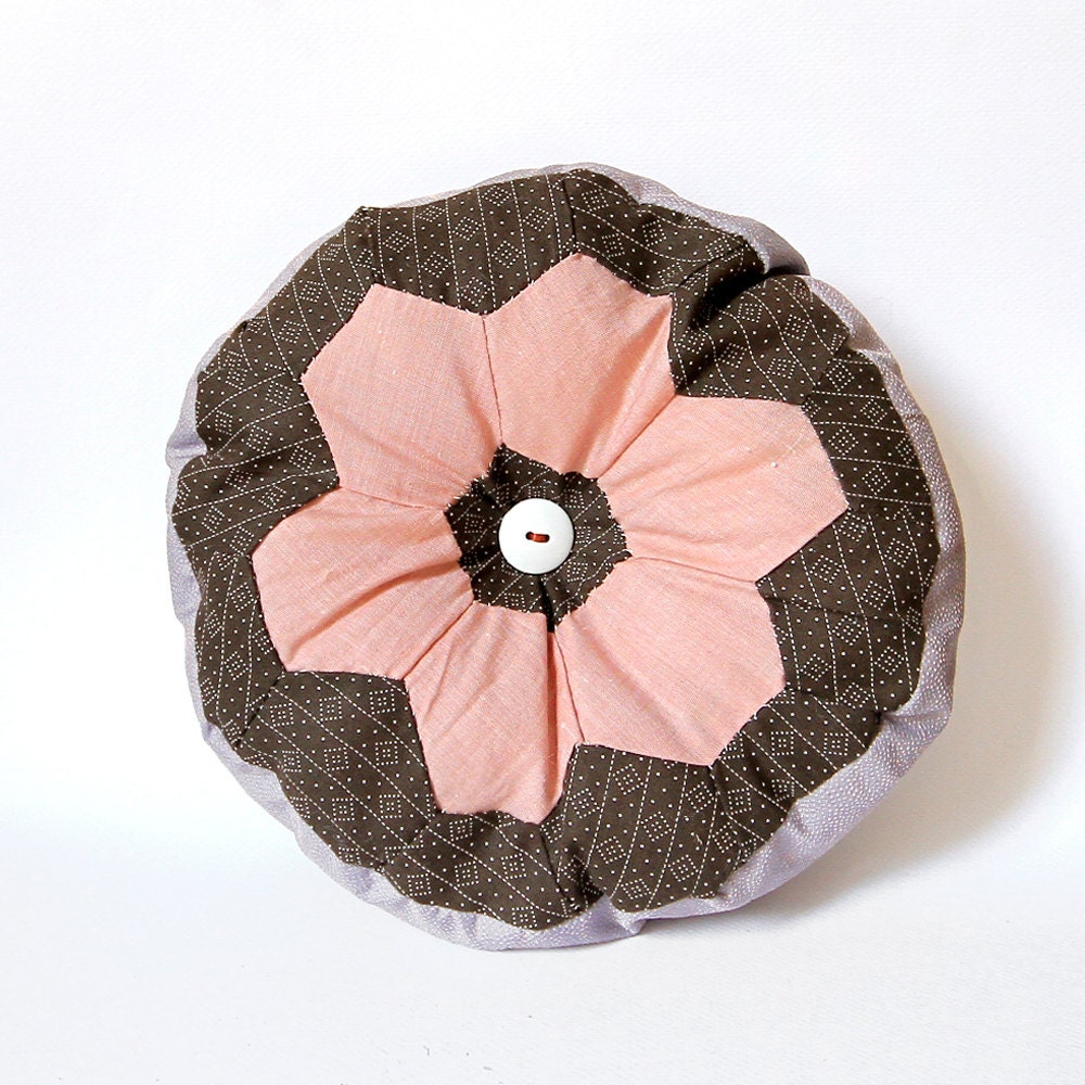 Throw Pillow -Vintage Quilt Scraps- Lavender & Pink