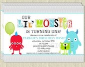 PRINTABLE Monster Birthday Party Invitation, Monster Bash Invitation - 5x7