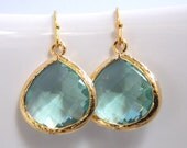 Gold Aqua Earrings, Green Earrings, Erinite, Teal, Gold, Soft Green, Bridesmaid Earrings, Bridal Earrings Jewelry, Bridesmaid Gifts