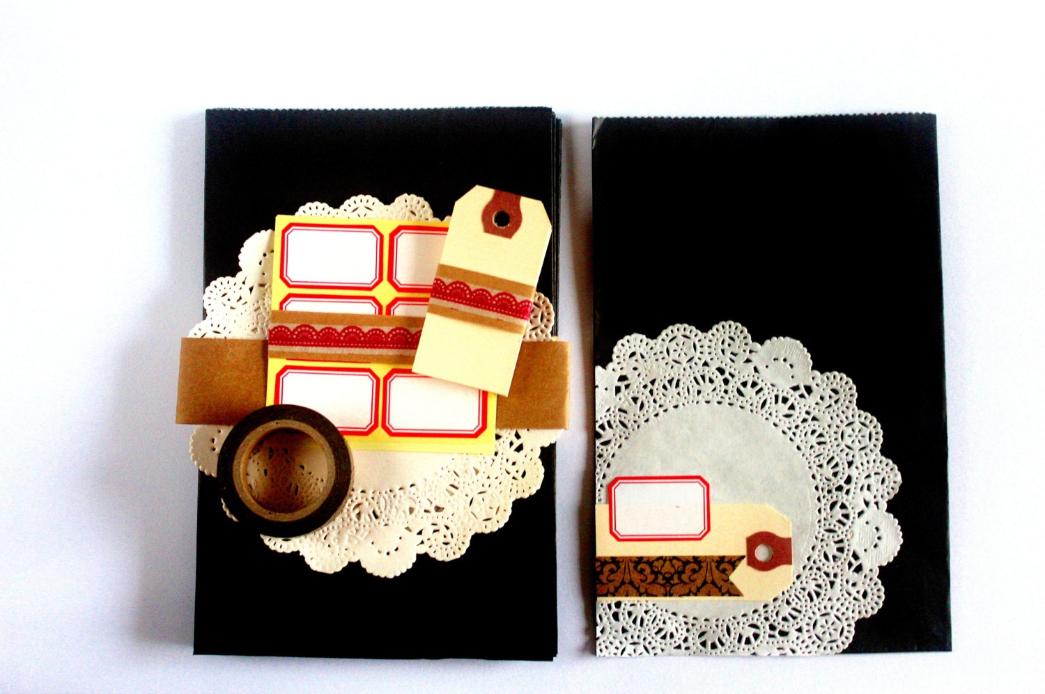 Damask and Lace Party Favor Bags Kit (makes 12 bags)