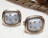 13/16 Blue Milkglass Star Cufflinks Glass