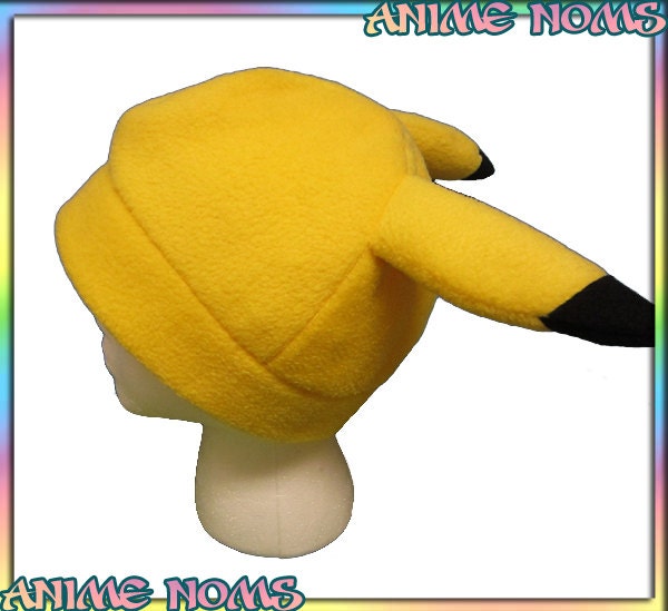 Simple Pikachu Fleece Hat - Fleece Beanie Anime Geek Pokemon Yellow Black Cute Kawaii Warm Cosplay Ears Clothing Gaming Adult Teen Child