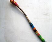 Reiki Joy wand wood and crystal scepter quartz copper yarn silk and beads