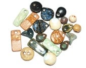 Handmade Ceramic Stoneware Charms Links Beads Mixture Orphans x 21