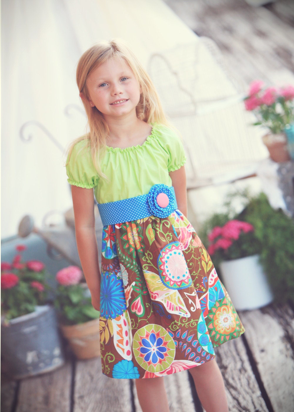 Chocolate Berry Mix Sash Peasant Dress