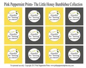 NEW INSTANT DOWNLOAD Printable Party CIrcles- The Little Honey Happy Birthday Collection 2 inch thank you favor tags