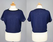 Short knit top, navy blue and black, spring // summer top, women's fashion, simple statement