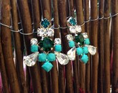 One of a Kind Hand Painted Swarovski Vintage Rhinestone Earrings
