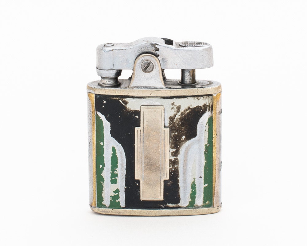 Working 1930s Ronson De-Light Princess Lighter With Art Deco Enamel Design