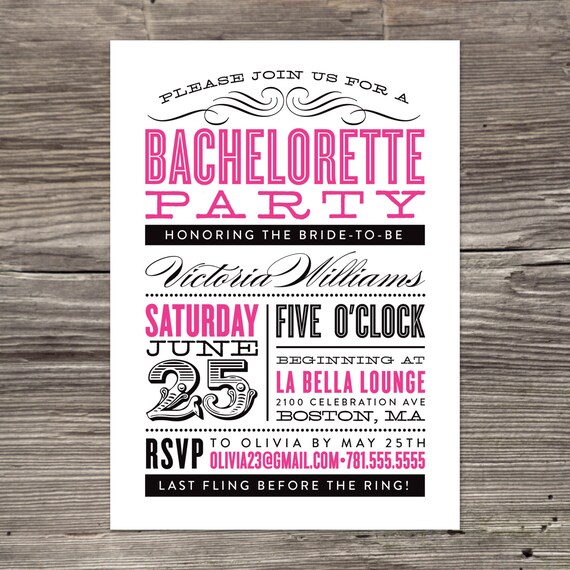 Old Fashioned Bachelorette Party Invitation