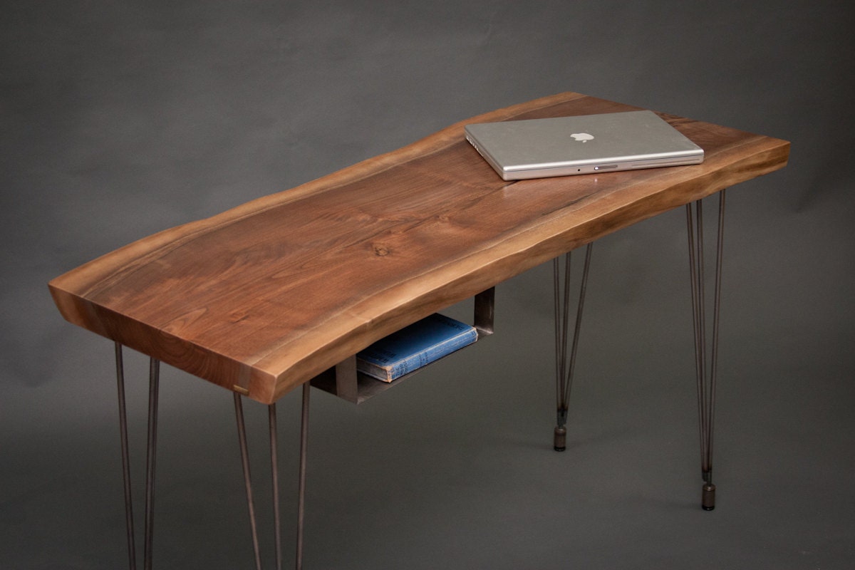 BENNY - Live Edge Black Walnut DESK - Elegant - Natural - Minimalistic