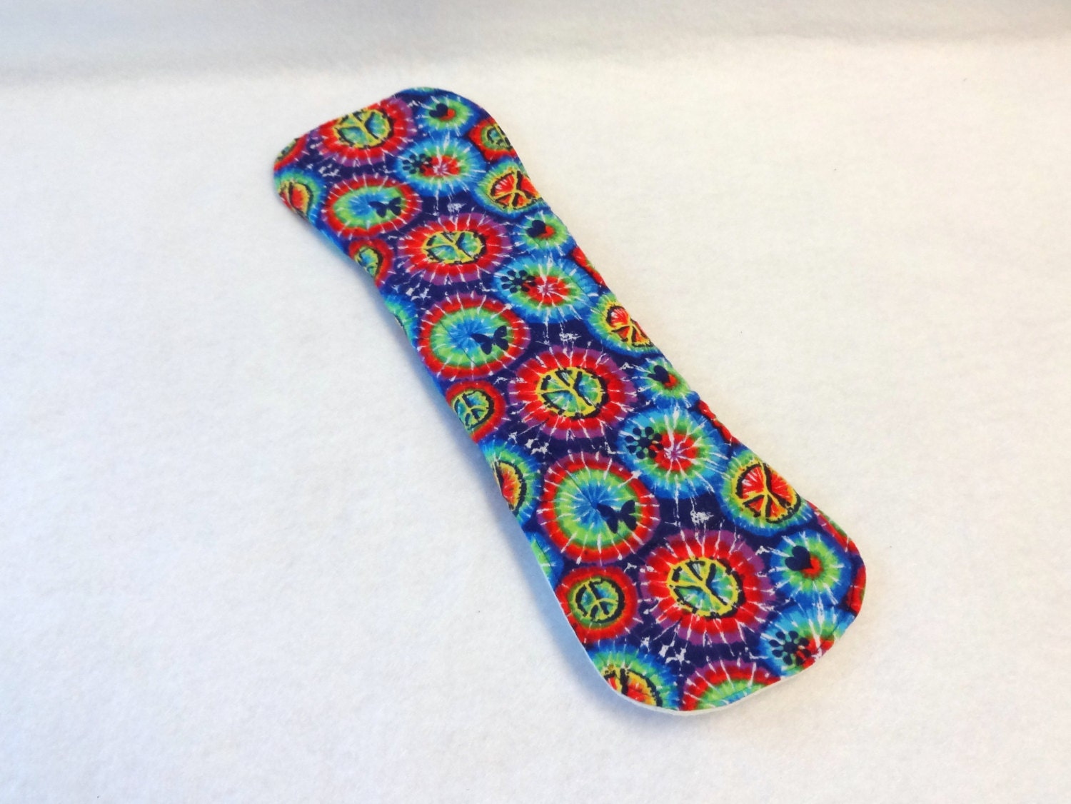 14" postpartum cloth menstrual pad - great for plus size women -  peace tie dye pattern - Retro Rags - in stock and ready to ship