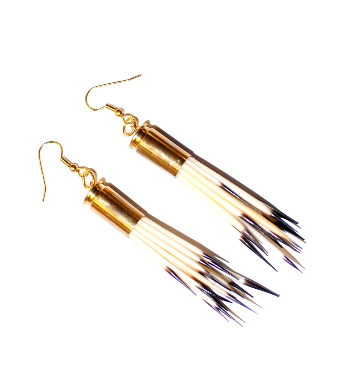Real Porcupine Quill Earrings - Antique White - Porcupine Quill Jewelry