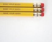 make your mark engraved pencil set 3 pencils in yellow.