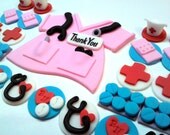 Mini Nurse - Cup & Cake, 2 Dozen miniature cupcake toppers and 5" cake top