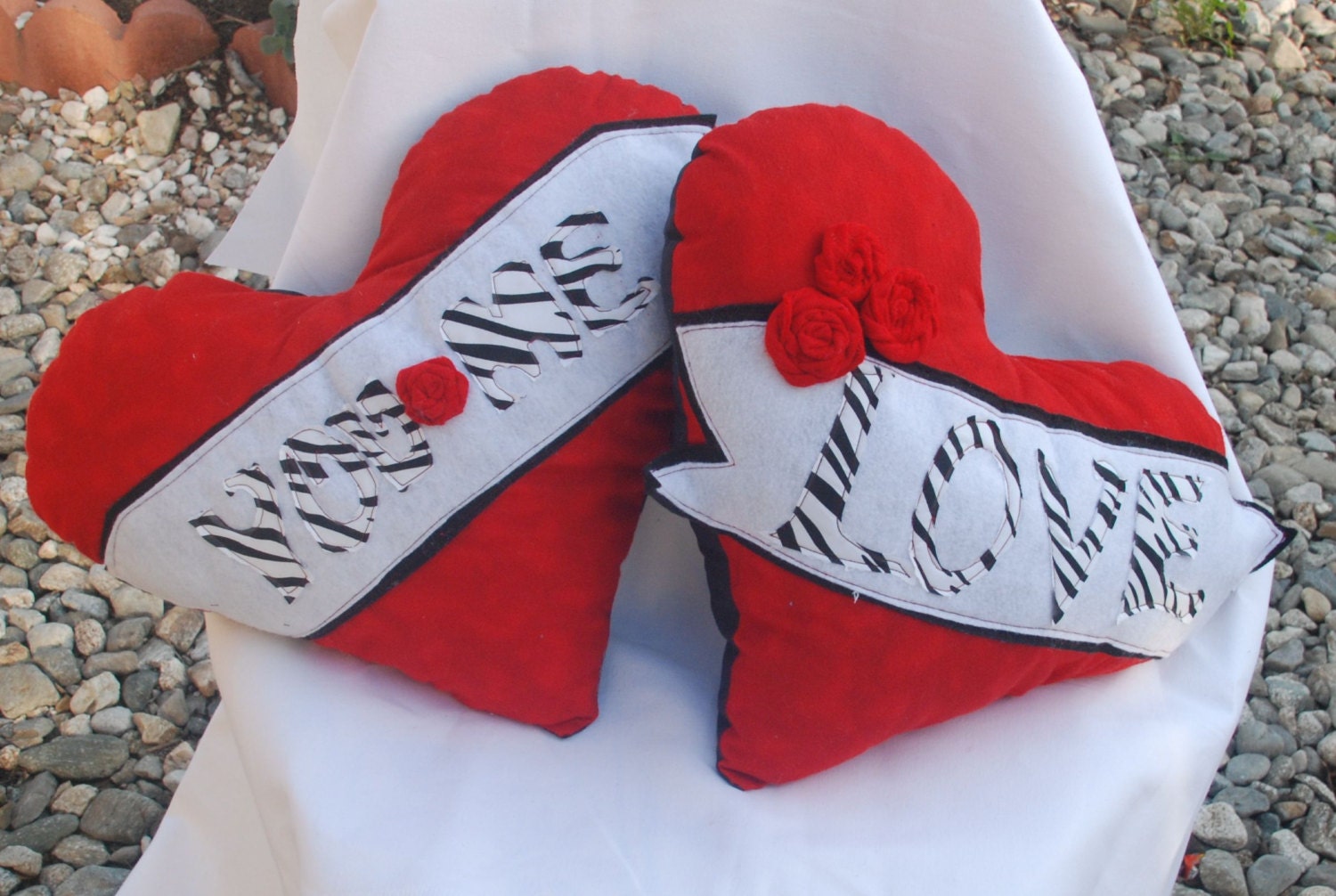You And Me Valentine's Day Red Heart Appliqued Novelty Throw Pillow