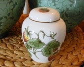 Vintage Coalport Bone China Ginger Jar with Lid in Strawberry Pattern England 1970s