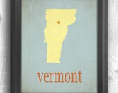 Map Art, Giclee Print, Typographic Decor, Vermont Map, State Poster, Letterpress Style, typography map print 11x14 - customizable